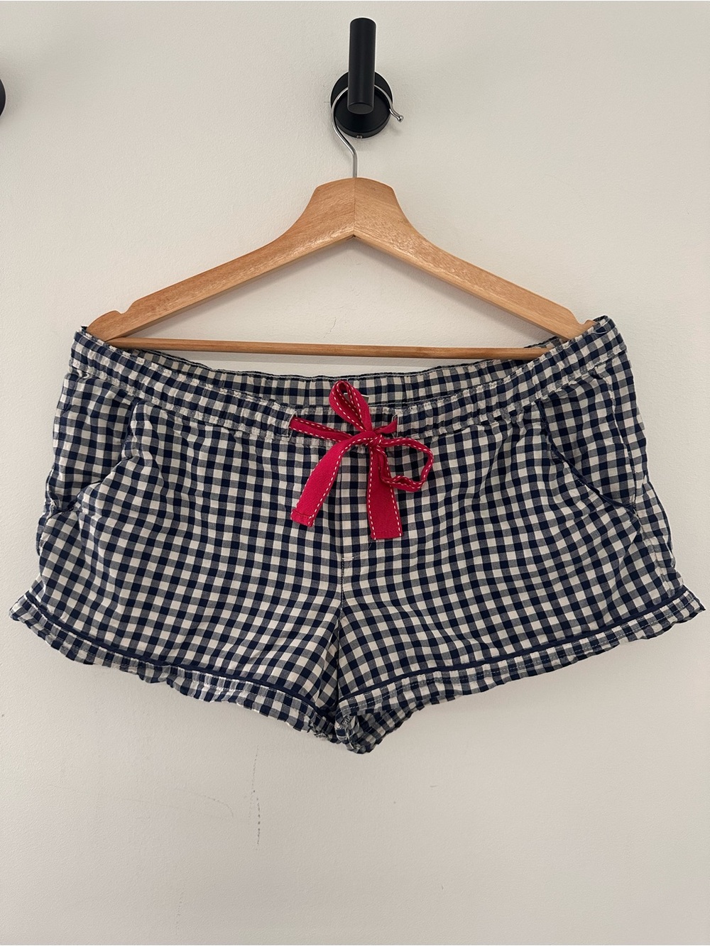Old Navy Vintage Y2K Navy Gingham Low Rise Pajama Shorts Cottagecore Coastal